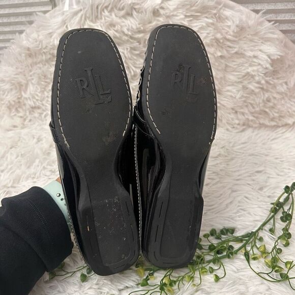 Lauren Ralph Lauren Carlene‎ Square Toe Black Patent Leather Mules sz 7.5B - Picture 9 of 9